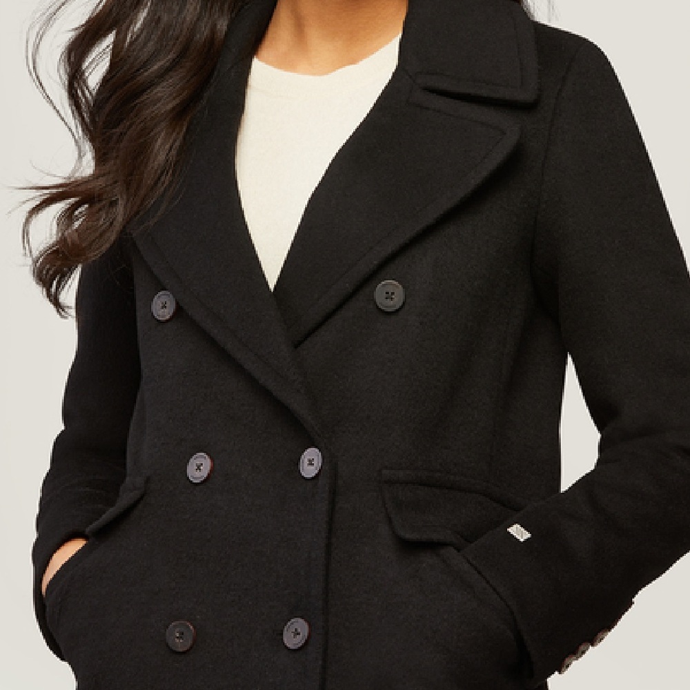 SOIA & KYO Evette Double Breasted Wool Blend Coat Black Size M NWOT - Picture 7 of 15